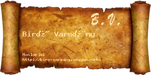 Biró Varsány névjegykártya